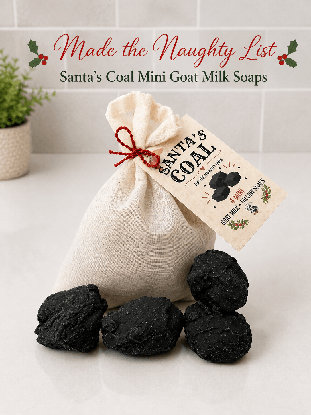 Made the Naughty List – Santa’s Coal Mini Goat Milk Soaps